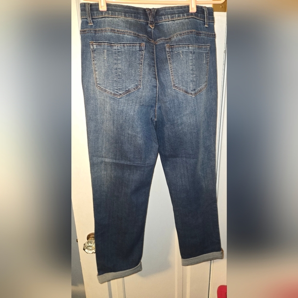 Democracy Dark Blue Floral Embroidered Jeans Size 10 - Picture 7 of 9